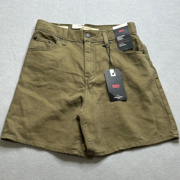 Levi's Pants - Levi's Womens Shorts 25 Green NWT High Rise Baggy Lightweight Linen Utility Boho